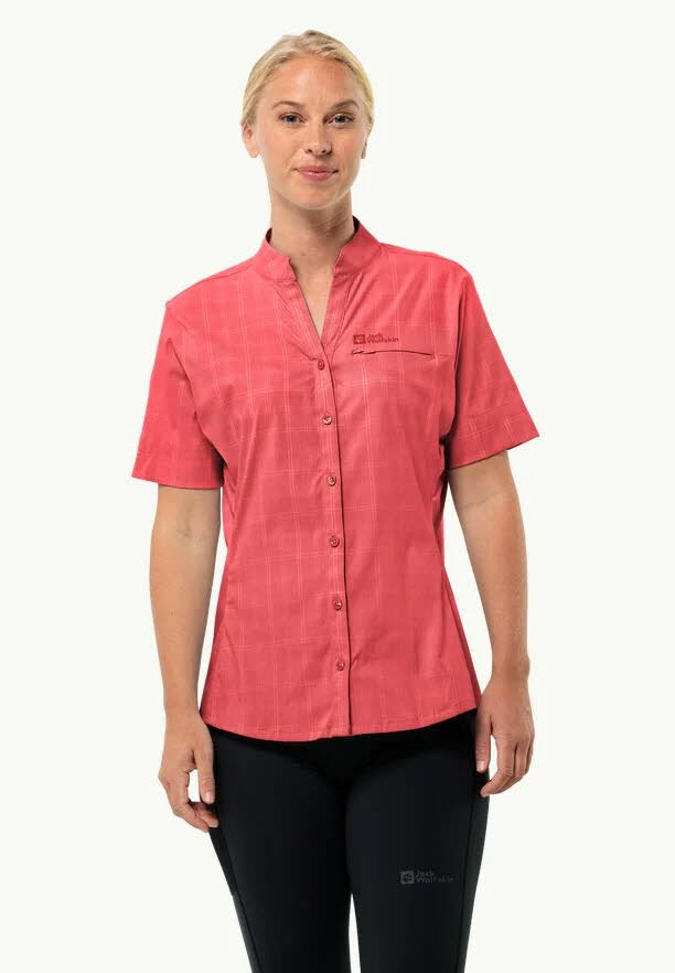 Jack Wolfskin Norbo S/s Shirt Damen Wandershirt Bluse rot