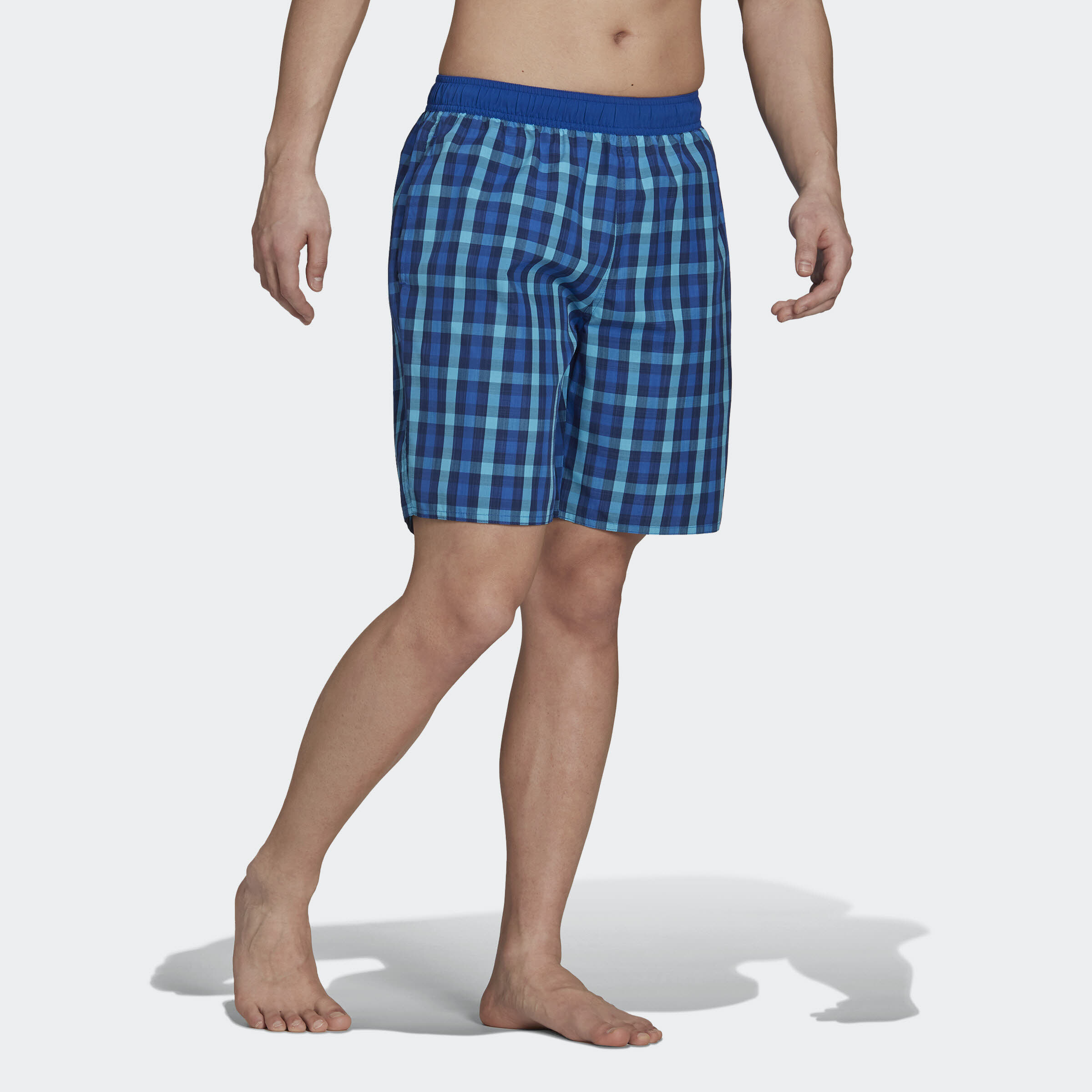 adidas Classic-Length Check Herren Badeshorts Badehose Schwimmhose blau NEU