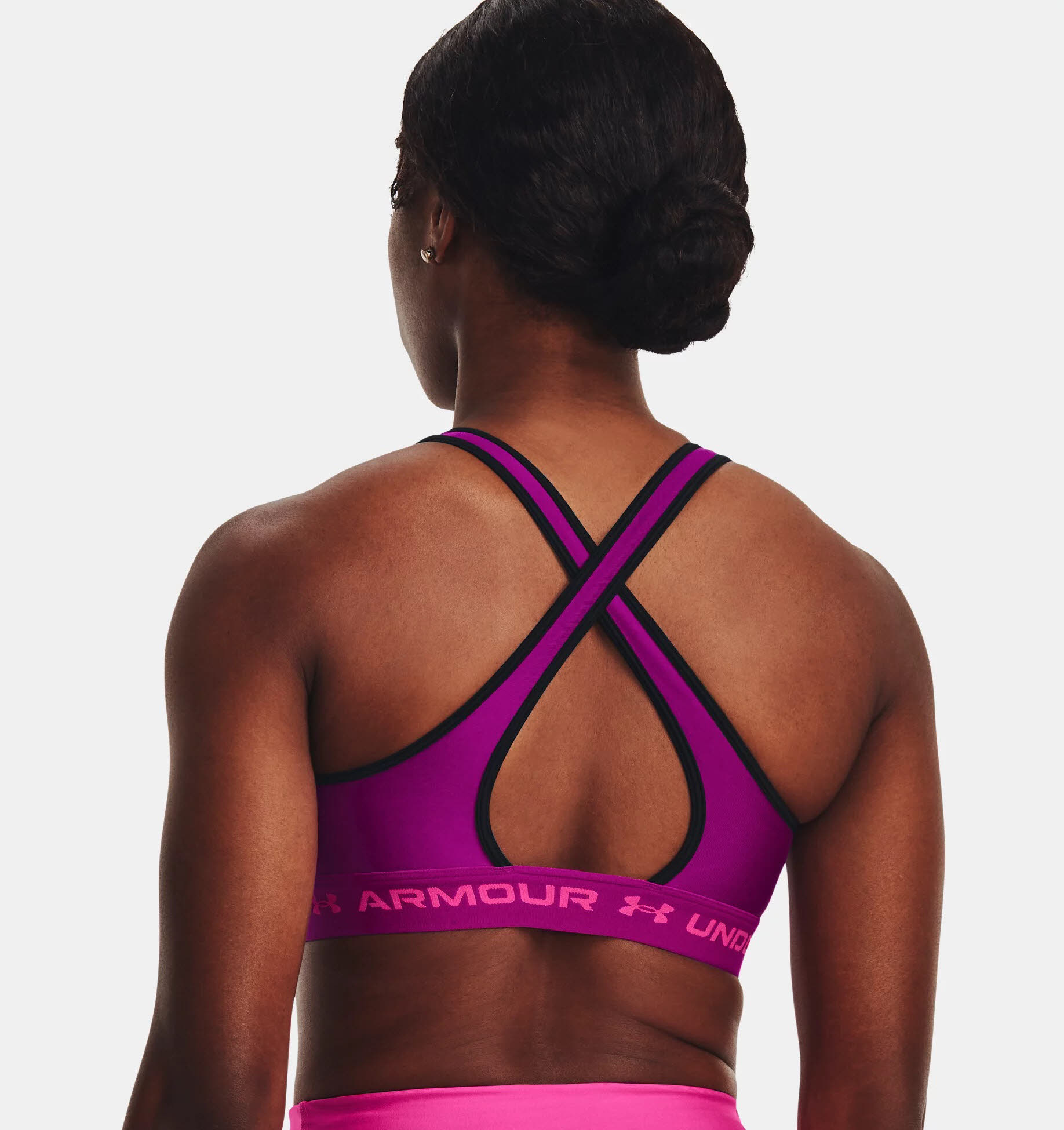 Under Armour Mid Crossback Sports Bra Sport-BH Damen magenta lila