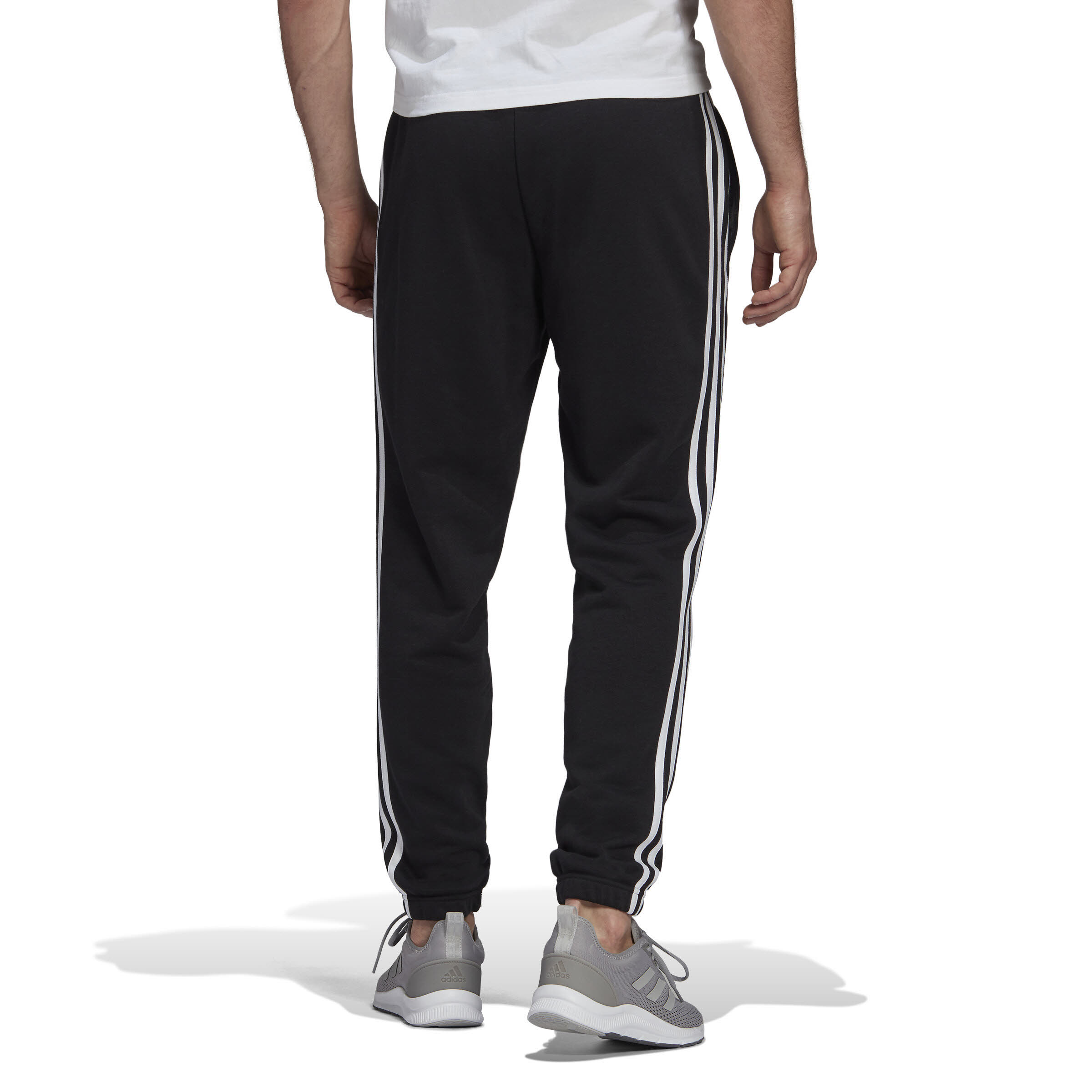 adidas Essentials French TerryTapered 3-Streifen Herren Jogginghose Trainingshose schwarz