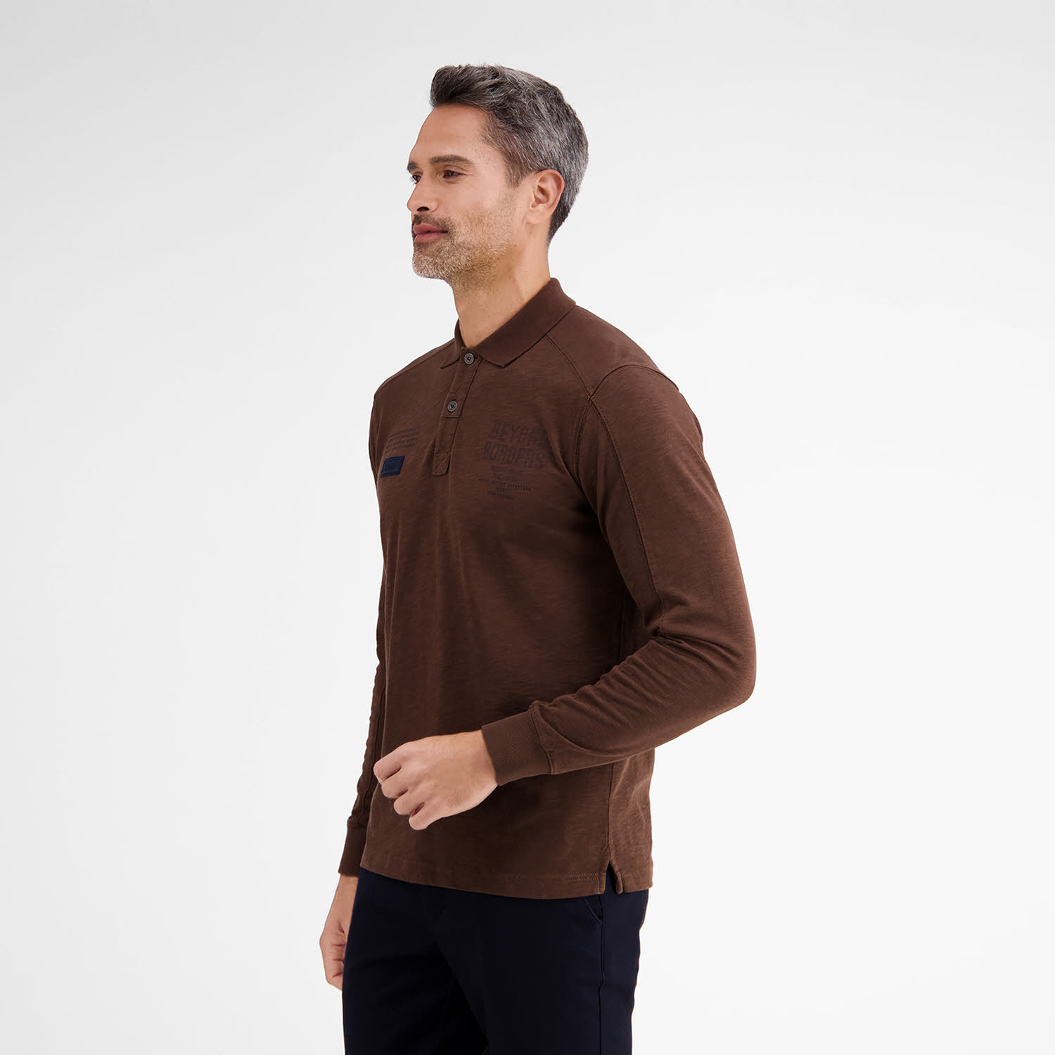 Lerros POLO LANGARM Herren Rugbyshirt Pullover teak brown