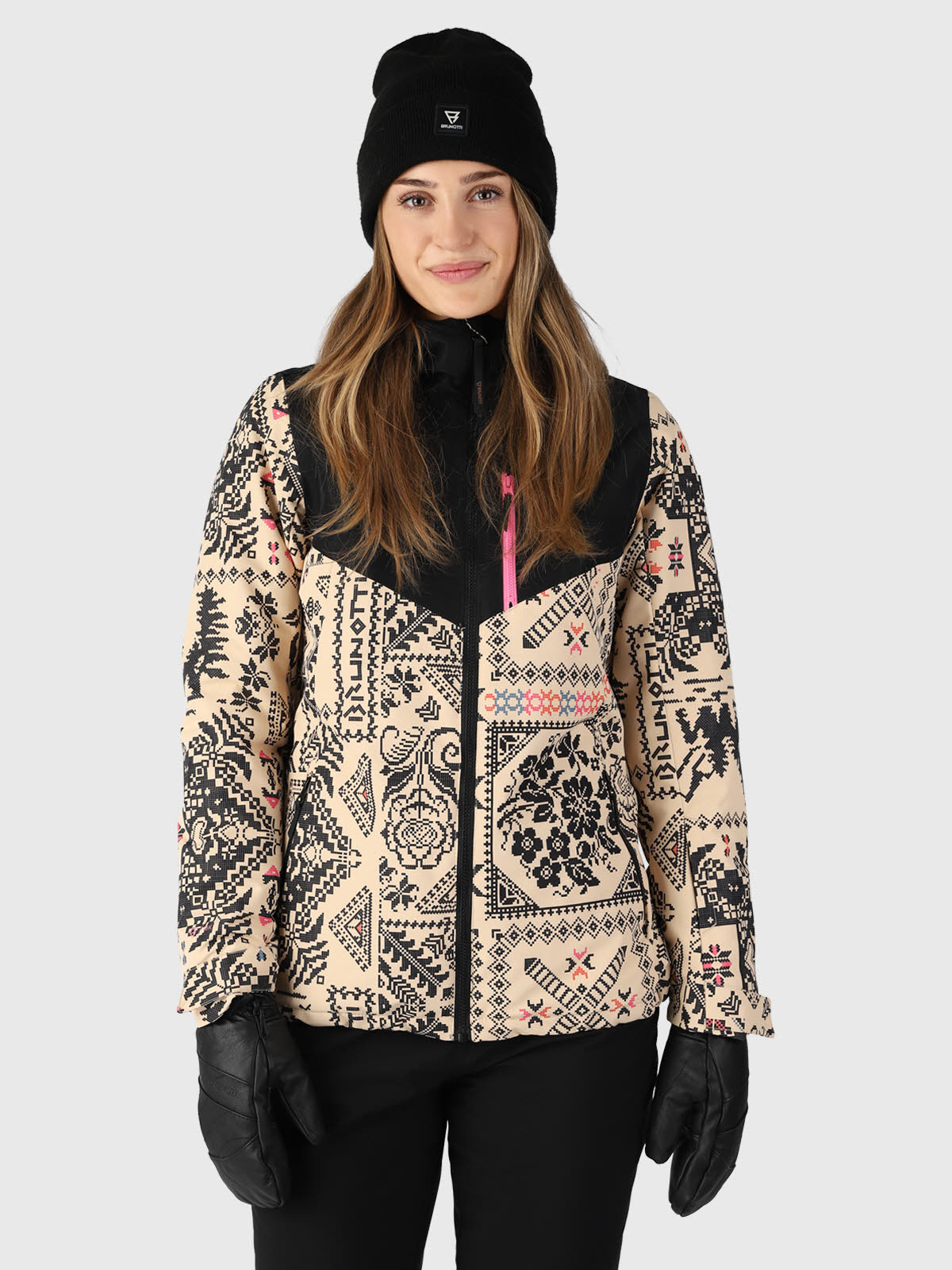 Brunotti Hakuba-AO Damen Skijacke Snowboardjacke Winterjacke schwarz beige