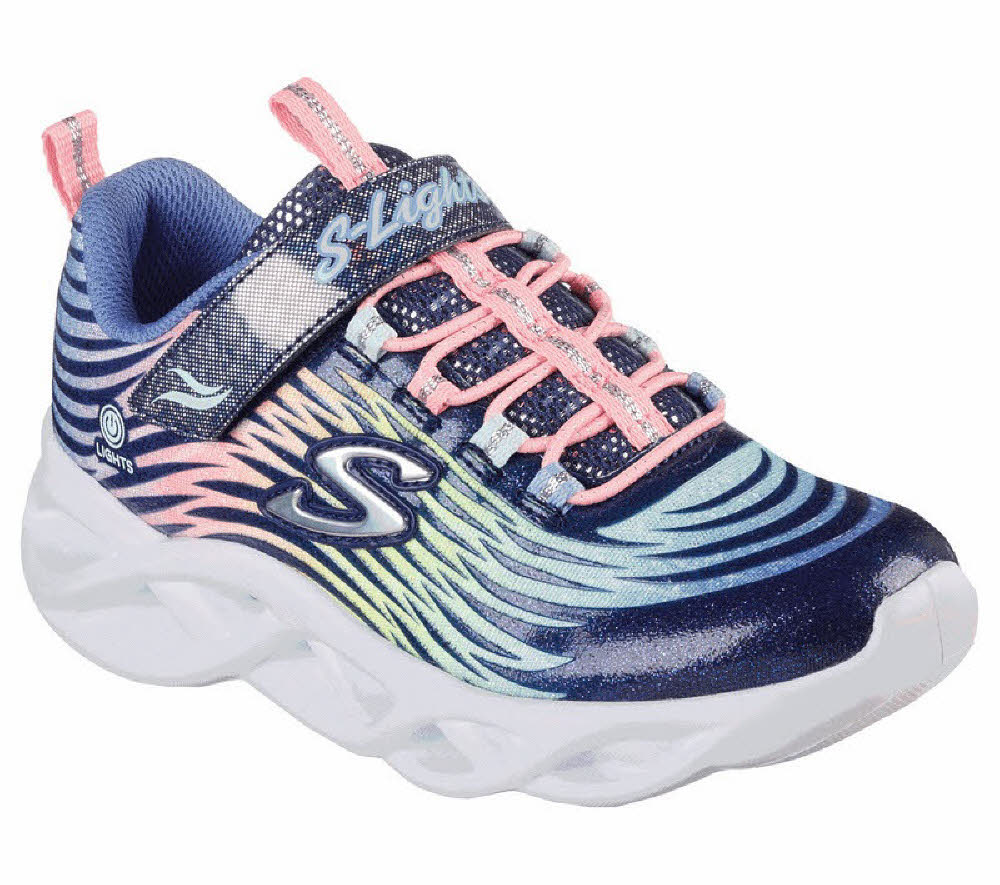 Skechers S Lights: Twisty Brights Mystical Bliss Sneaker Kinder blau rosa NEU