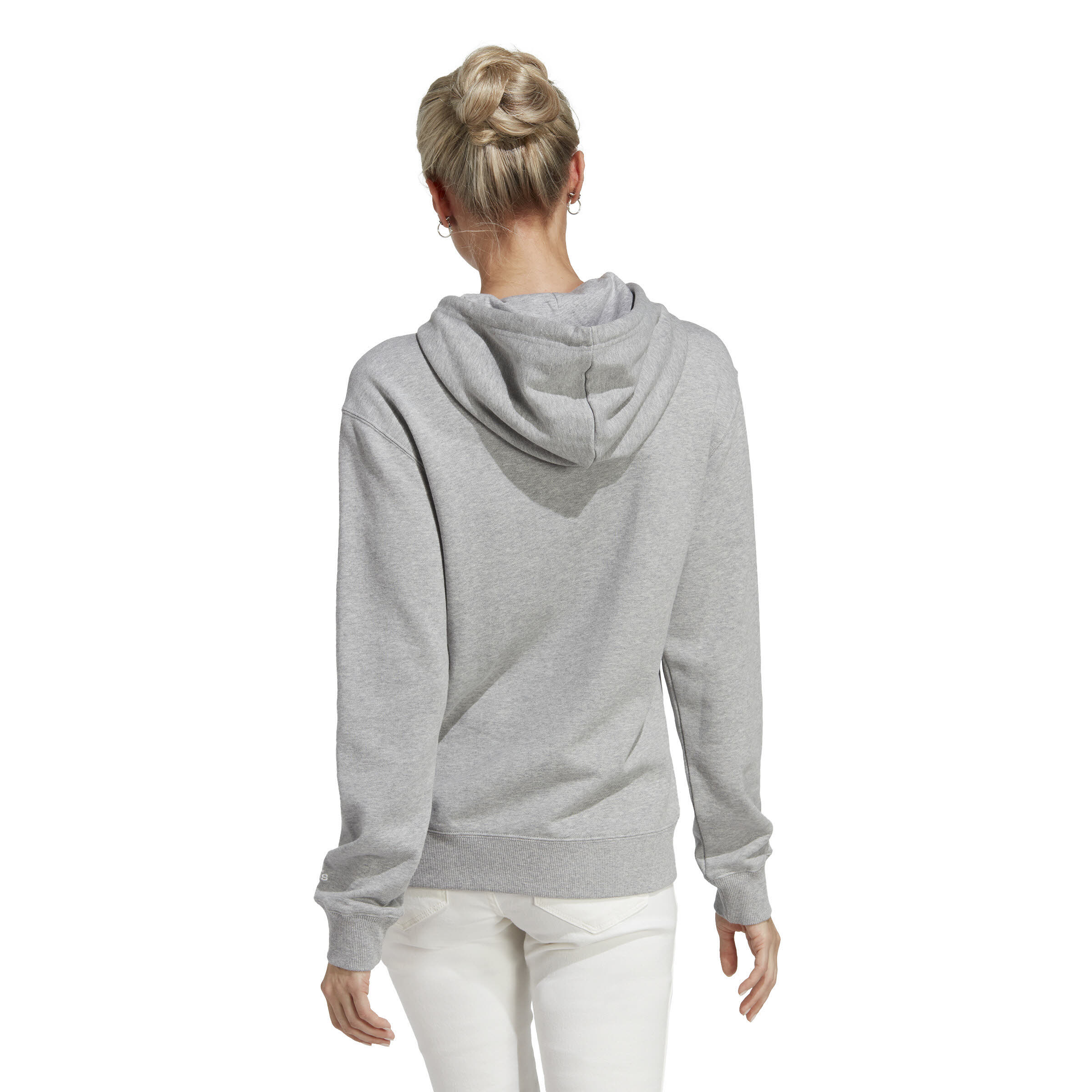 adidas Essentials Linear Hoodie Sweatshirt Kapuzenpullover Damen hellgrau