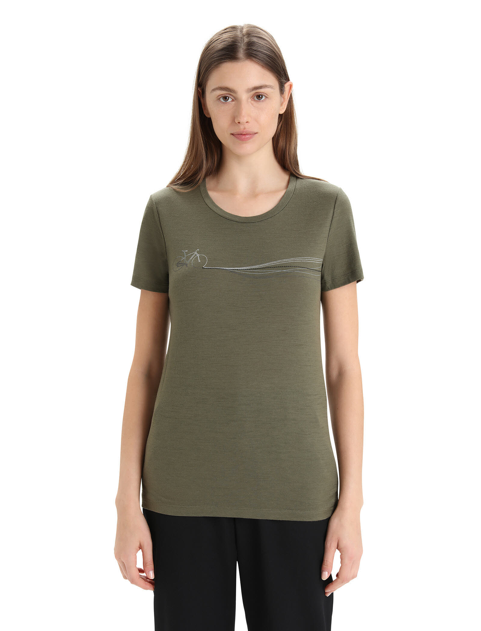 Icebreaker Tech Lite II SS Tee Cadence Paths Damen T-Shirt Tanktop grün