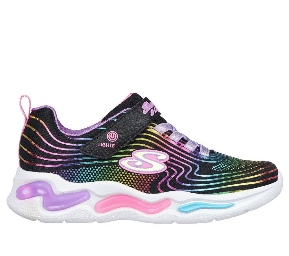 Skechers S Lights: Wavy Beams Mädchen Sneaker Low Freizeitschuhe schwarz