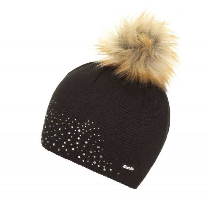 Eisbär Nalin Lux Crystal Pompon-Mütze Wollmütze Fleecemütze Damen schwarz NEU