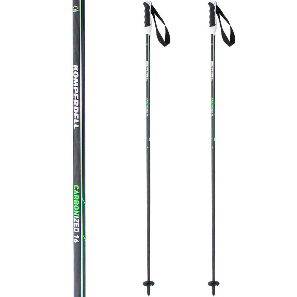 Komperdell Carbonized 16 Black/Green 18/19 Unisex Skistöcke Alpine Ski Poles NEU
