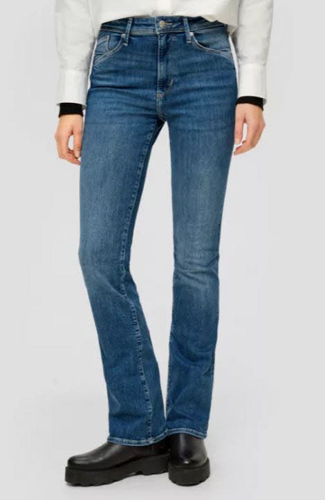 s.Oliver Beverly Damen Jeans Slim Fit High Rise Bootcut Leg blau