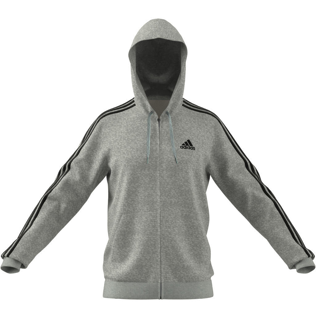 adidas Essentials French Terry 3-Streifen Herren Kapuzenjacke Freizeitjacke grau