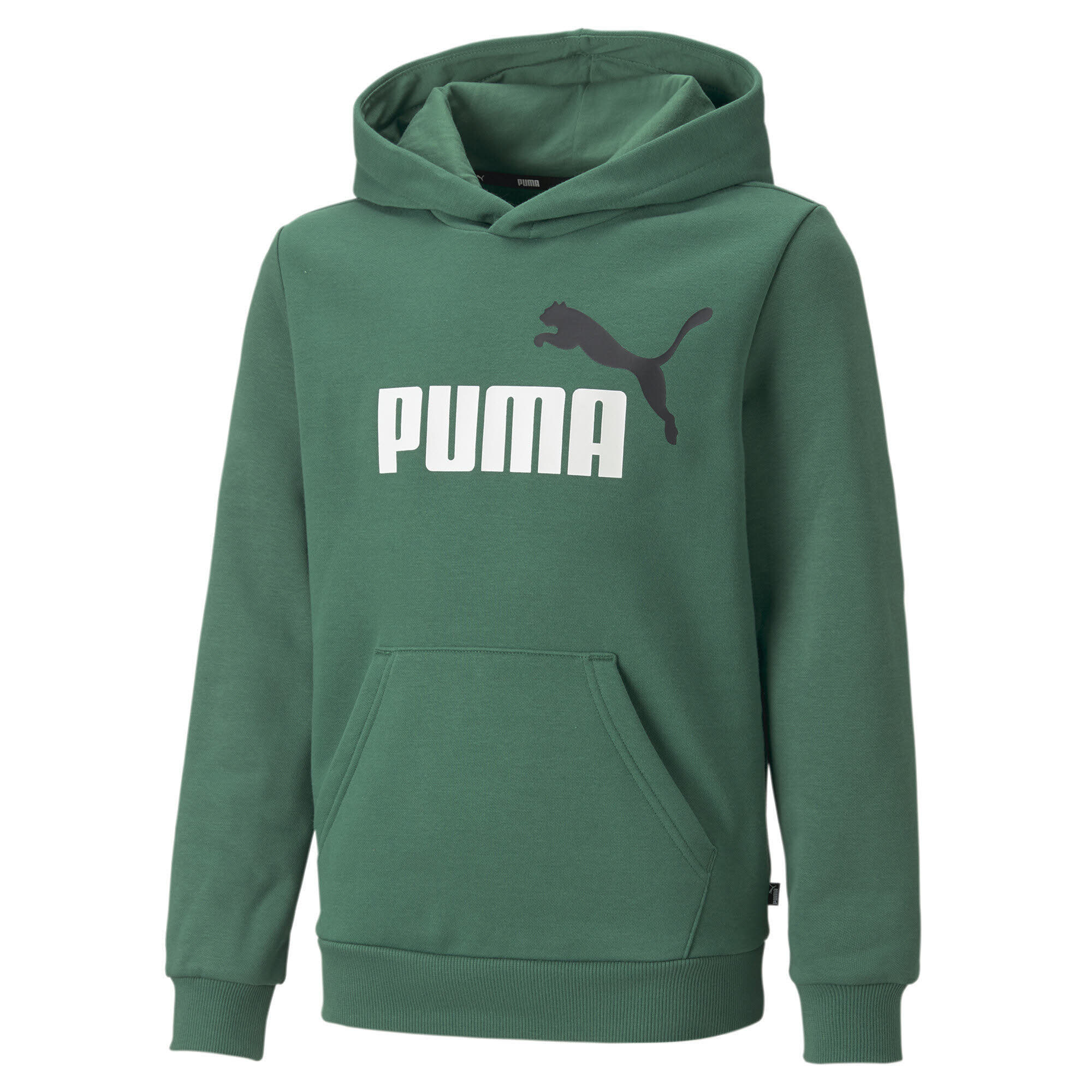 Puma Essentials+ Two-Tone Big Logo Jugend Sweatshirt Hoodie Kinder Jungen dunkelgrün