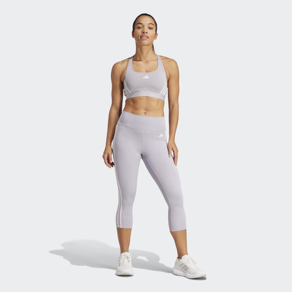 adidas TRAIN ESSENTIALS 3-STREIFEN HIGH-WASTED Damen 3/4 Leggings lila