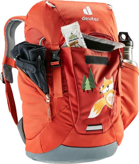 Deuter Waldfuchs 14 Kinderrucksack mit Regenhülle und Außentaschen Orange NEU