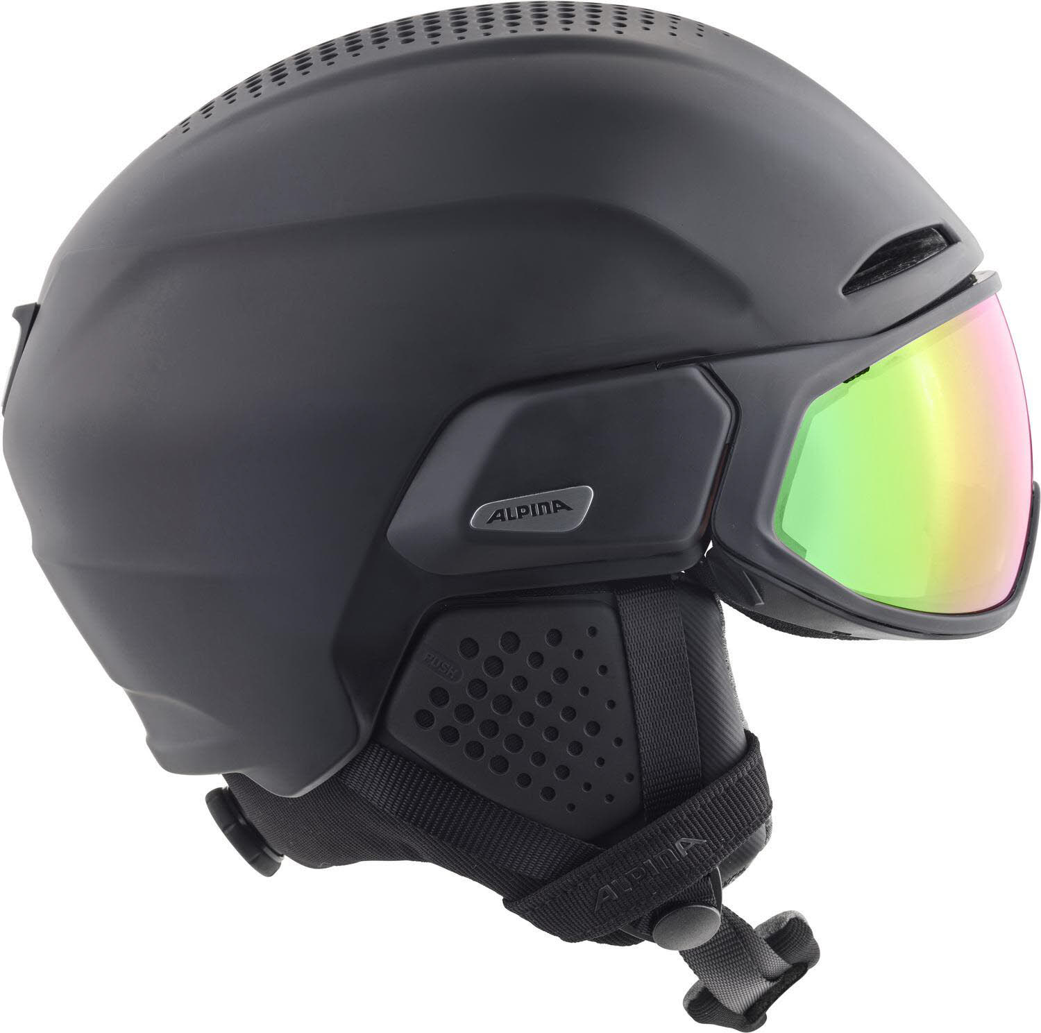 Alpina Alto QV Herren Skihelm integriertes Visir schwarz