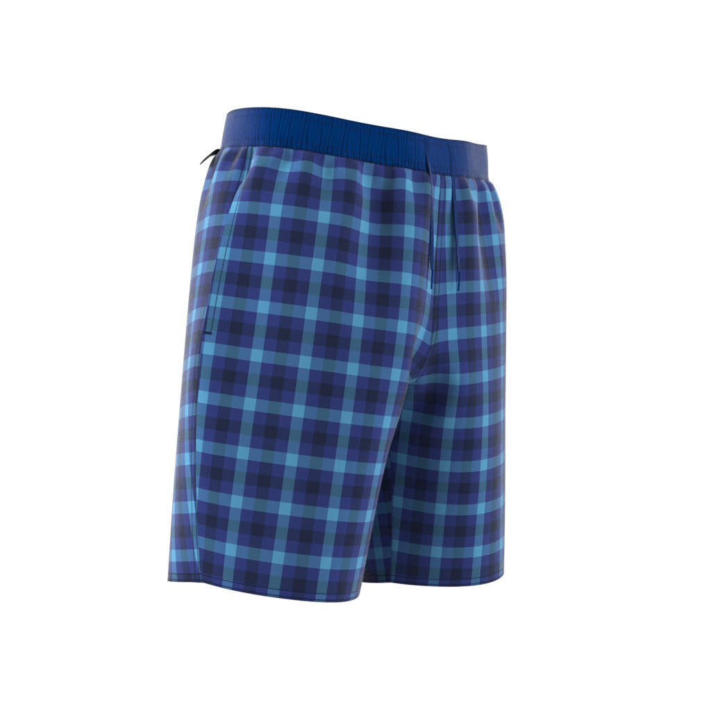 adidas Classic-Length Check Herren Badeshorts Badehose Schwimmhose blau NEU