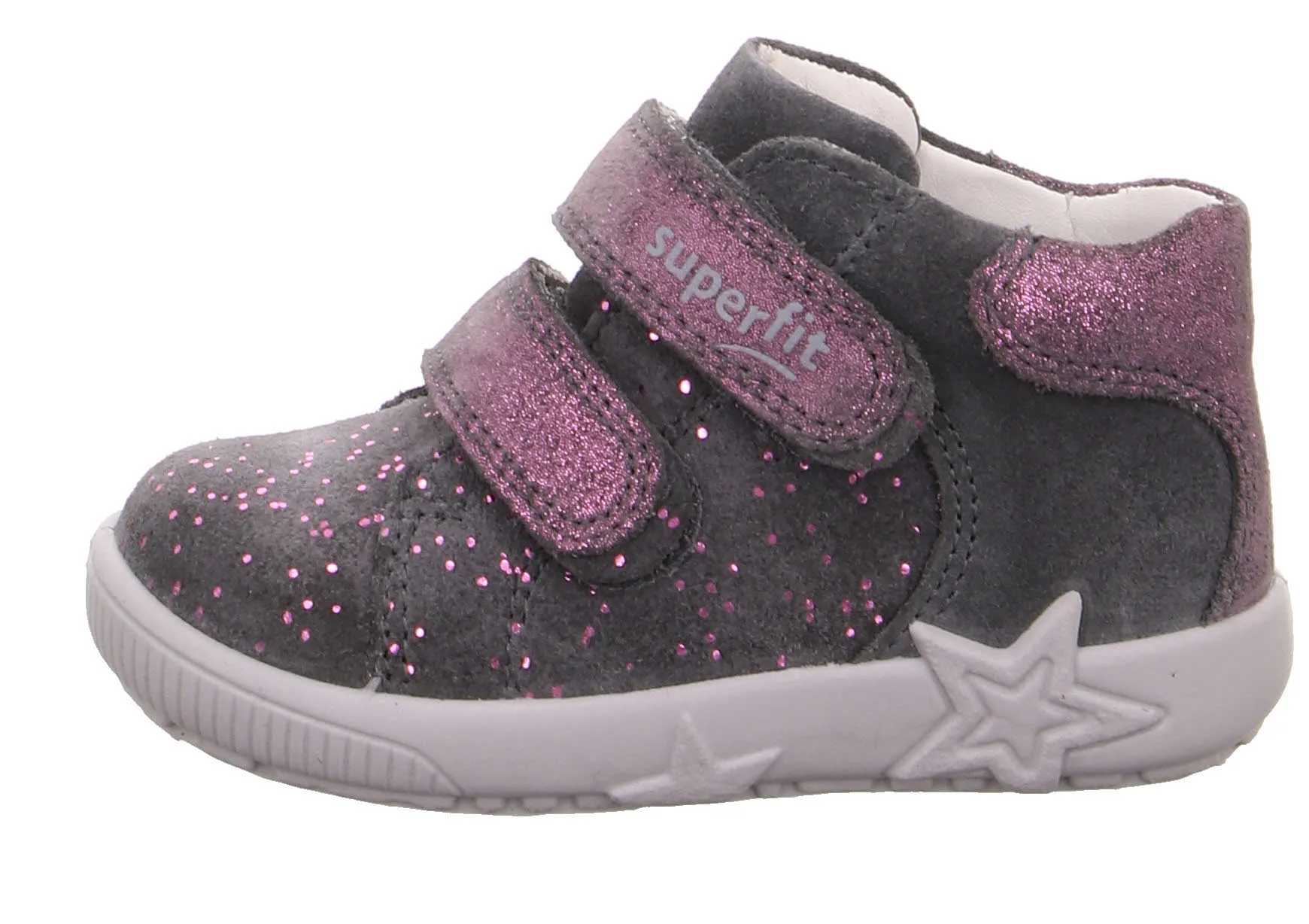 Superfit Starlight Mädchen Halbschuh Klettverschluss Leder Outdoor grau rosa NEU