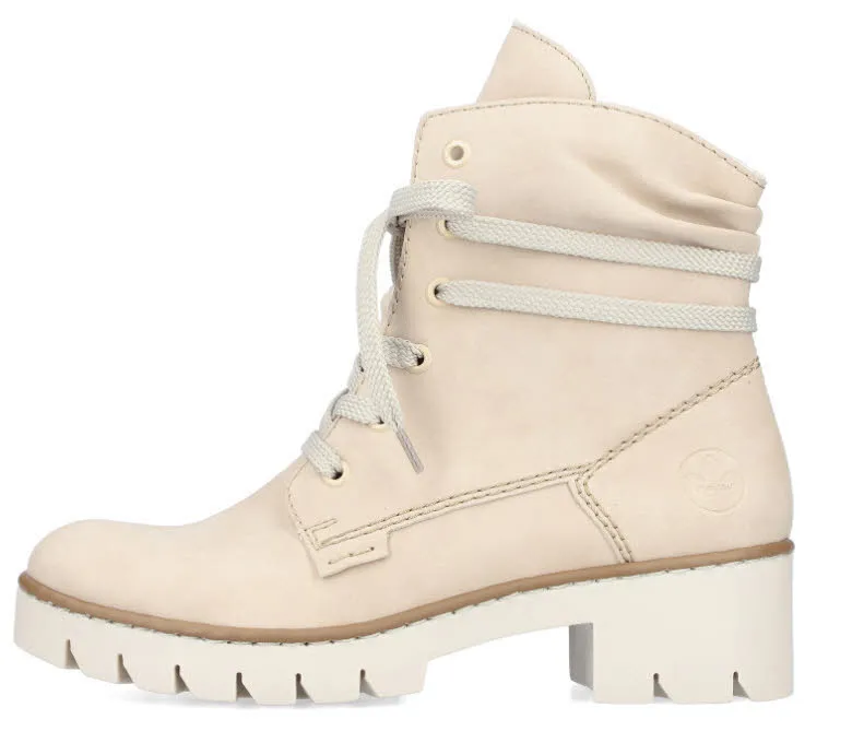 Rieker HWK Damen Stiefel Stiefelette Schnürer beige