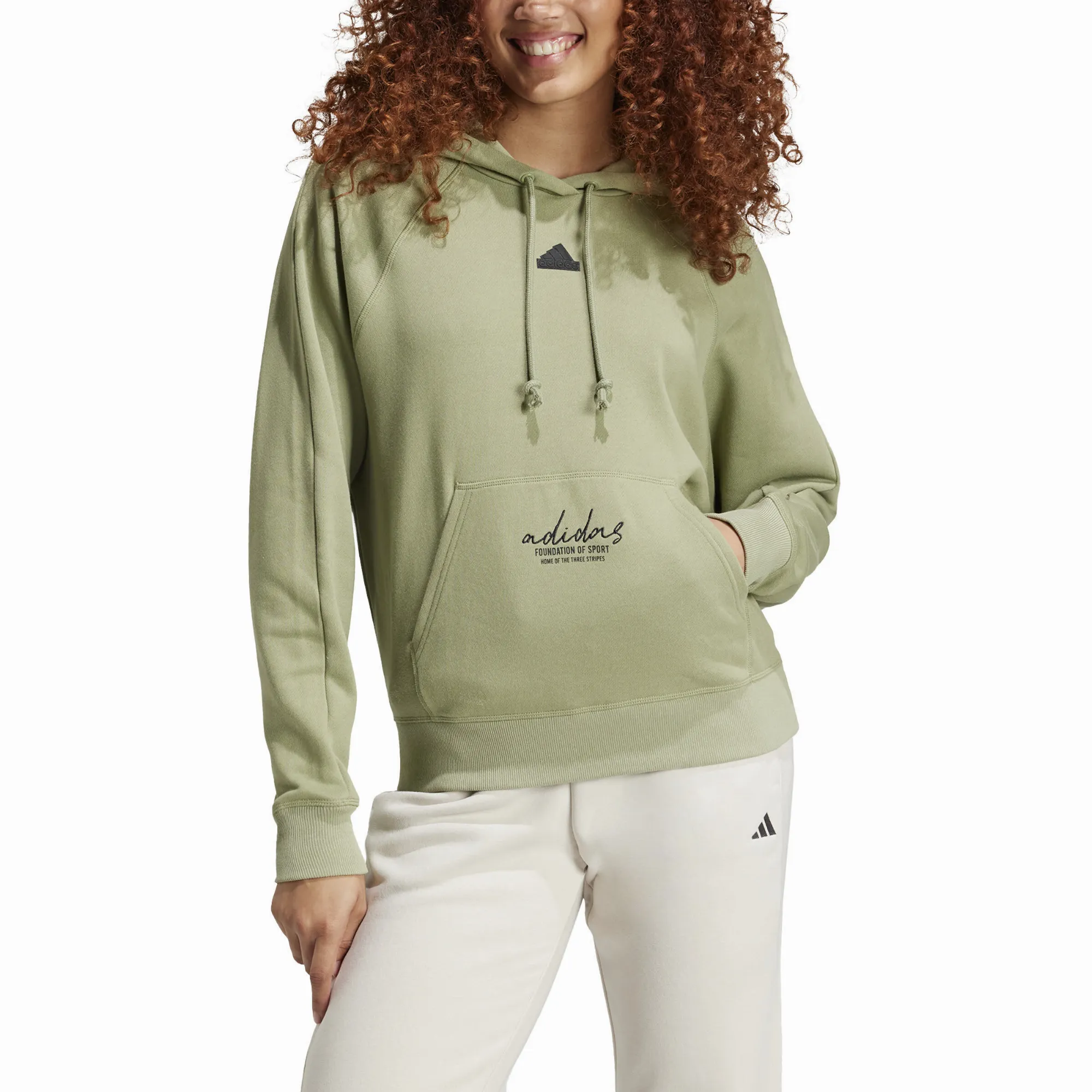 adidas BLUV Q3 FT Hoodie Sweatshirt Kapuzenpullover Damen hellgrün