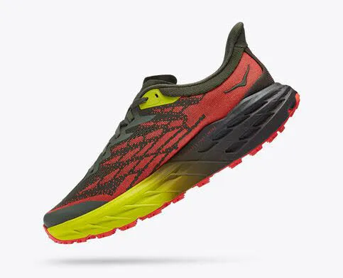 Hoka M Speedgoat 5 Laufschuh Joggingschuh Trailrunning Herren dunkelgrün rot NEU